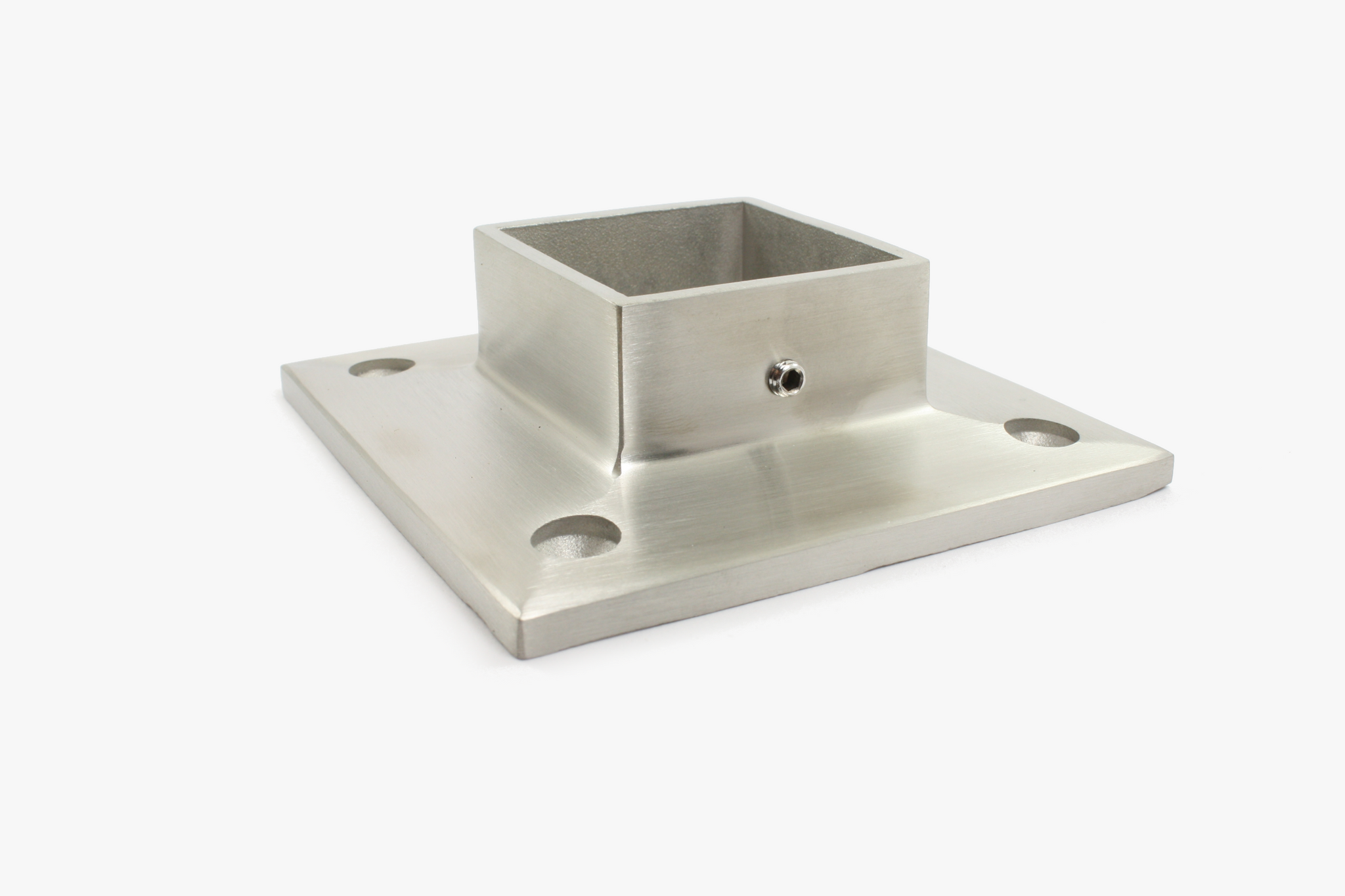 Wall flange for square tube - Brushed stainless steel