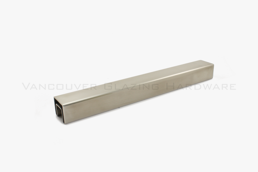 Slimline square slot tube cap rail - Brushed stainless steel