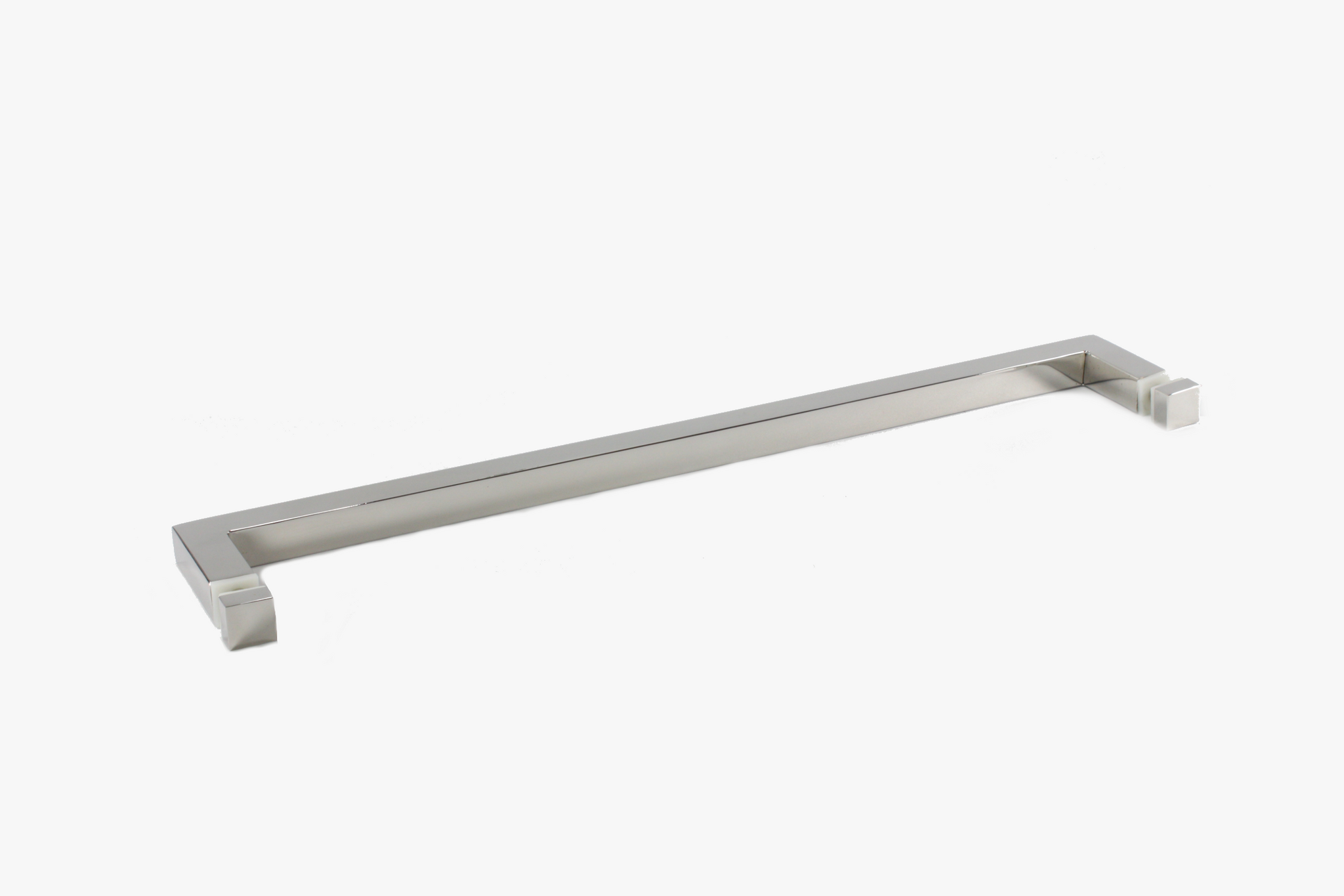Square corner single side shower door towel bar