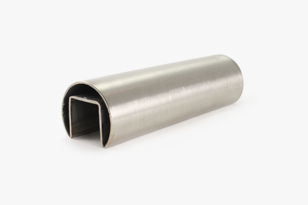 Round slot tube cap rail - Brushed stainless steel