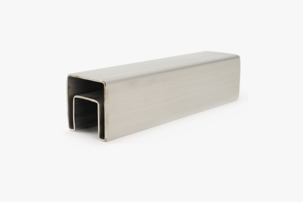 Square slot tube cap rail - Brushed stainless steel