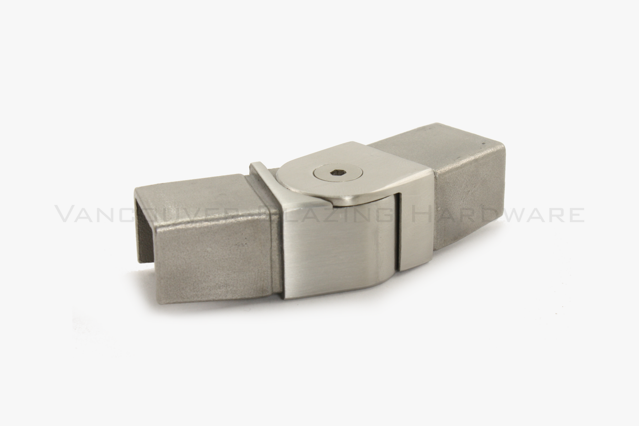 Adjustable horizontal elbow for slimline square slot tube - Brushed Stainless Steel