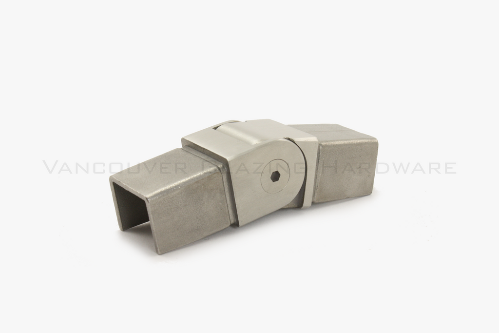 Adjustable vertical elbow for slimline square slot tube - Brushed Stainless Steel