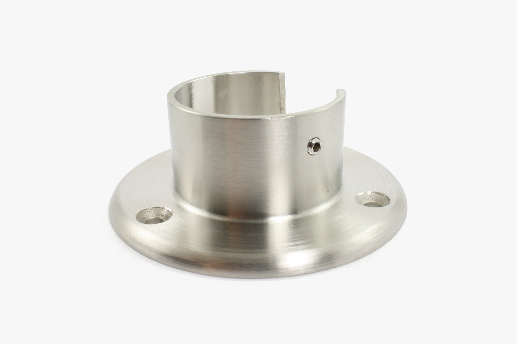 Wall flange for round slot tube - Brushed stainless steel