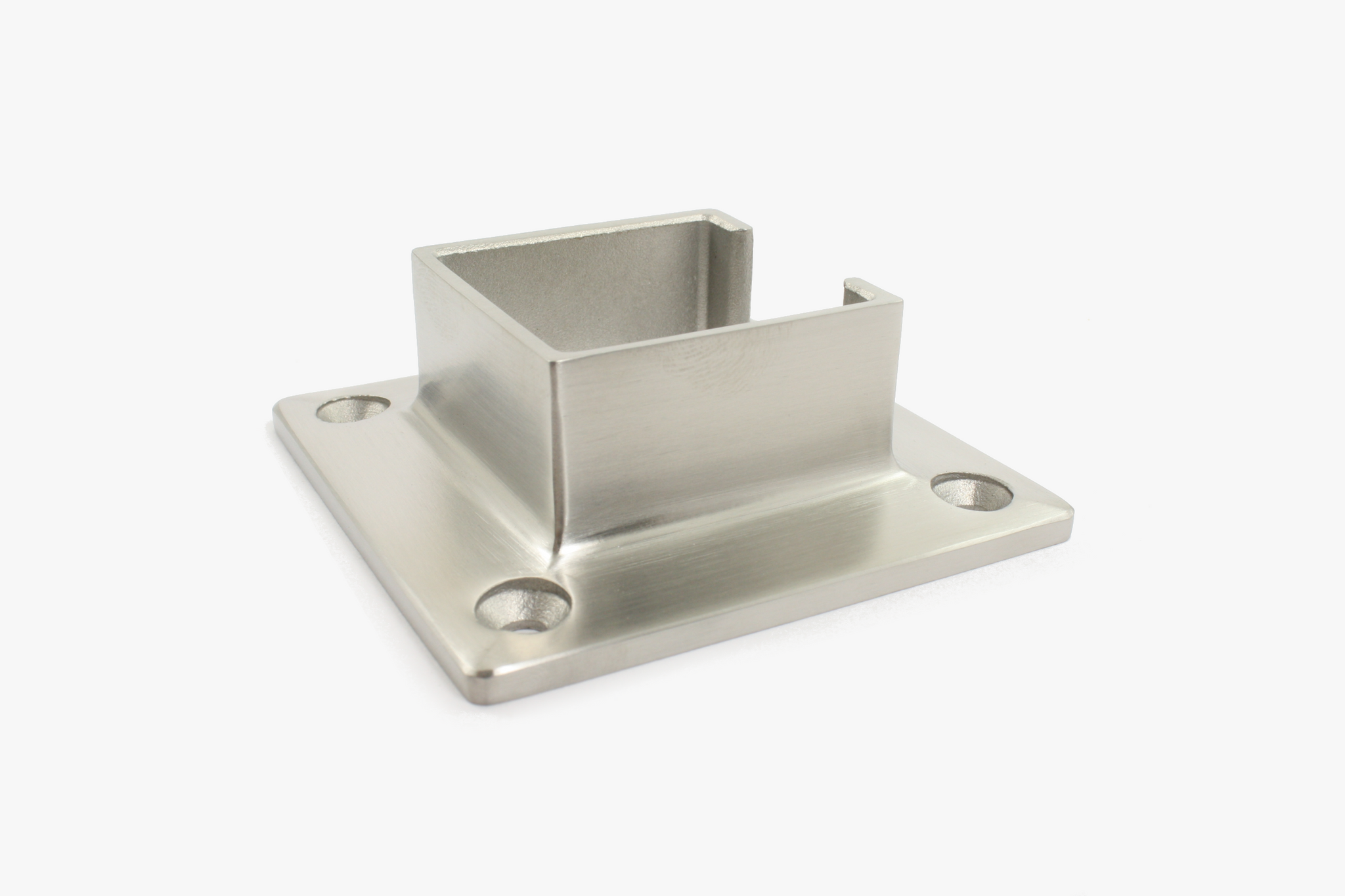 Wall flange for square slot tube - Brushed stainless steel