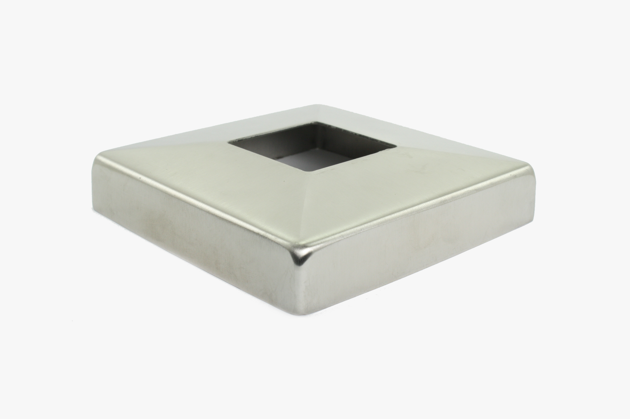 Base flange cover for square tube - Brushed stainless steel