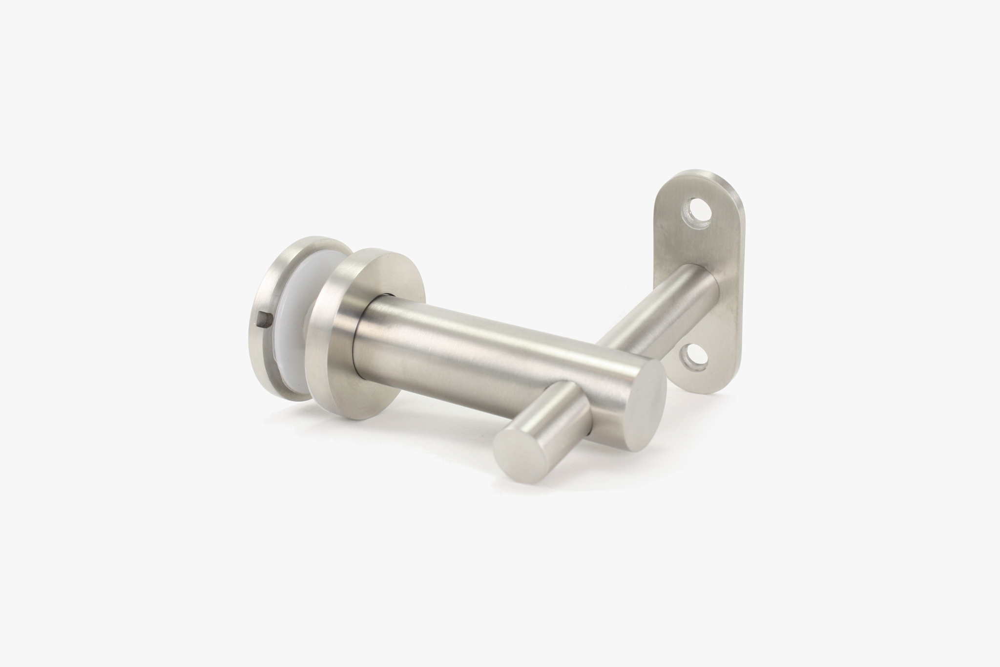 Adjustable glass to square tube handrail bracket - Brushed stainless steel