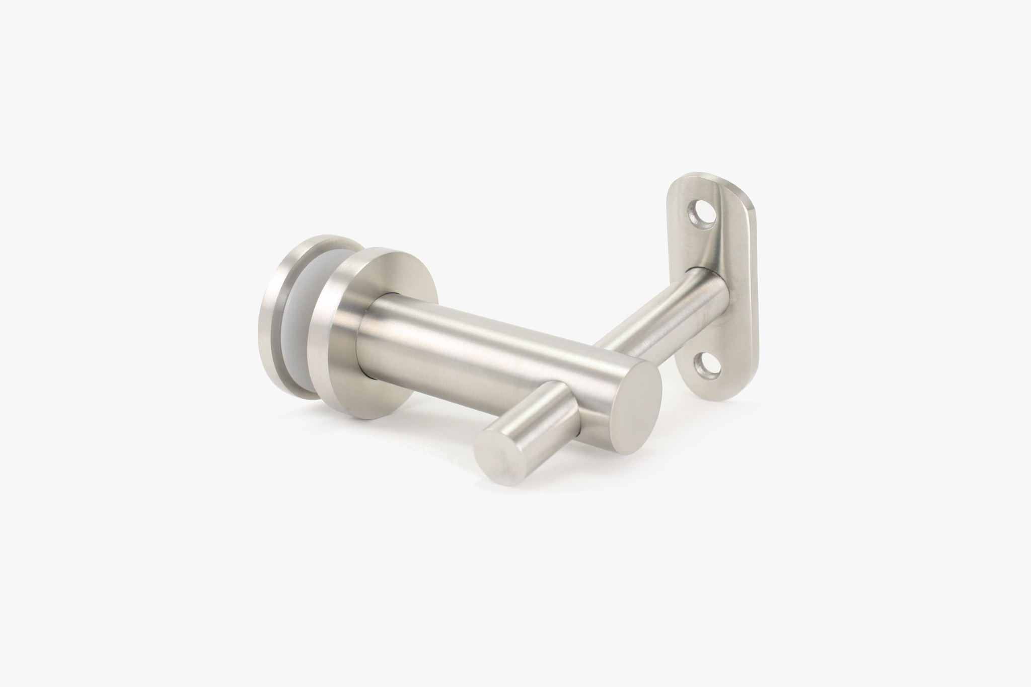 Adjustable glass to round tube handrail bracket - Brushed stainless steel