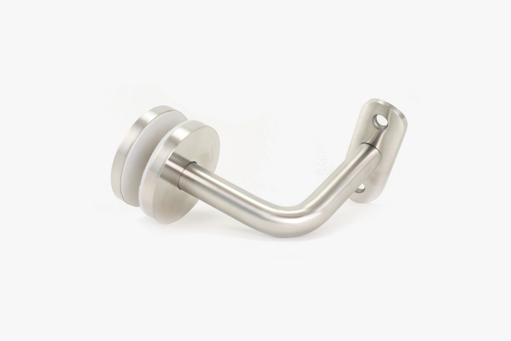 Glass to round tube handrail bracket - Brushed stainless steel