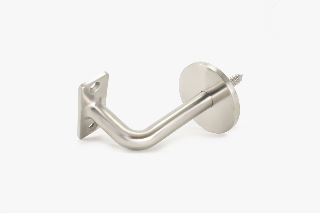 Wall to square tube handrail bracket w/ backplate - Brushed stainless steel