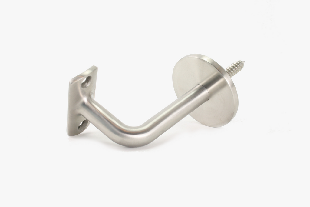 Wall to round tube handrail bracket w/ backplate - Brushed stainless steel