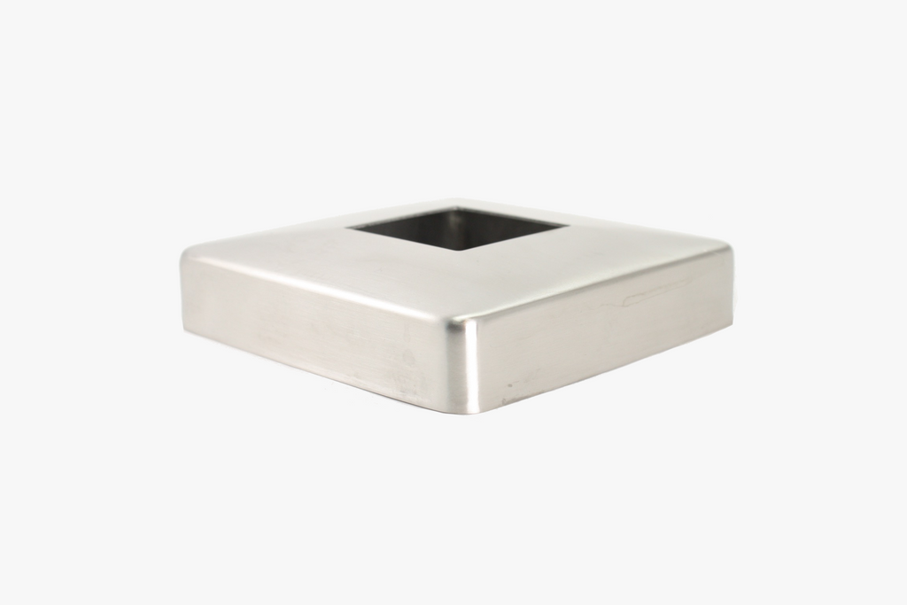 Base flange cover for square tube - Brushed stainless steel