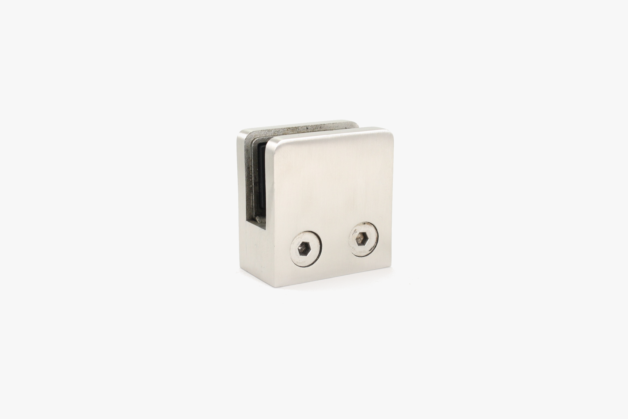 1 3/4” square glass clamp - Brushed stainless steel