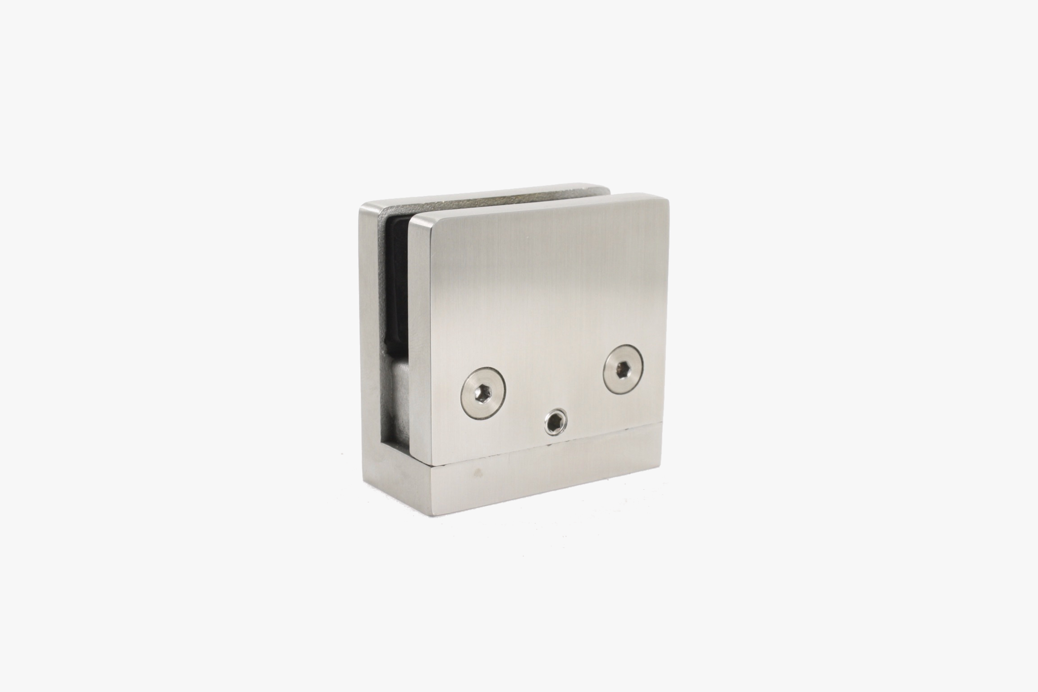 2 1/8" square glass clamp (Curved Base) - Brushed 316 stainless steel (z-type)