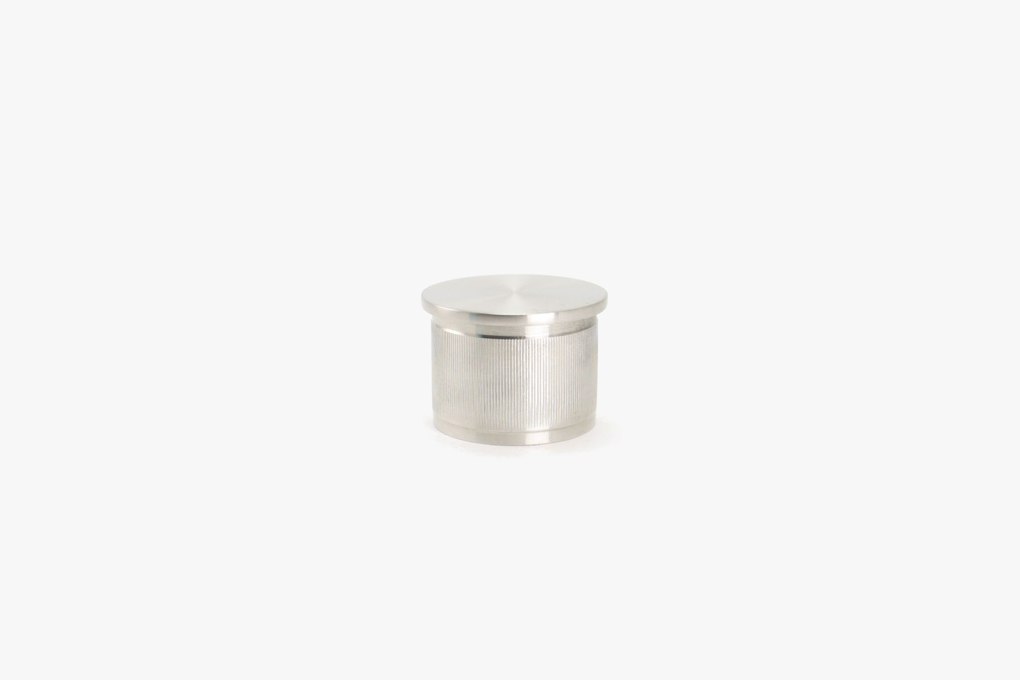 Flat end cap for round tube - Brushed stainless steel