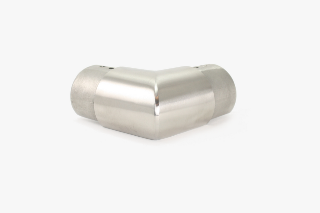 90 degree elbow for round slot tube - Brushed Stainless Steel