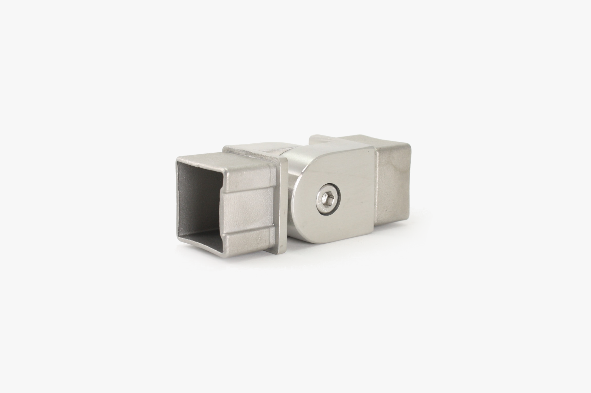 Adjustable elbow for square tube - Brushed stainless steel