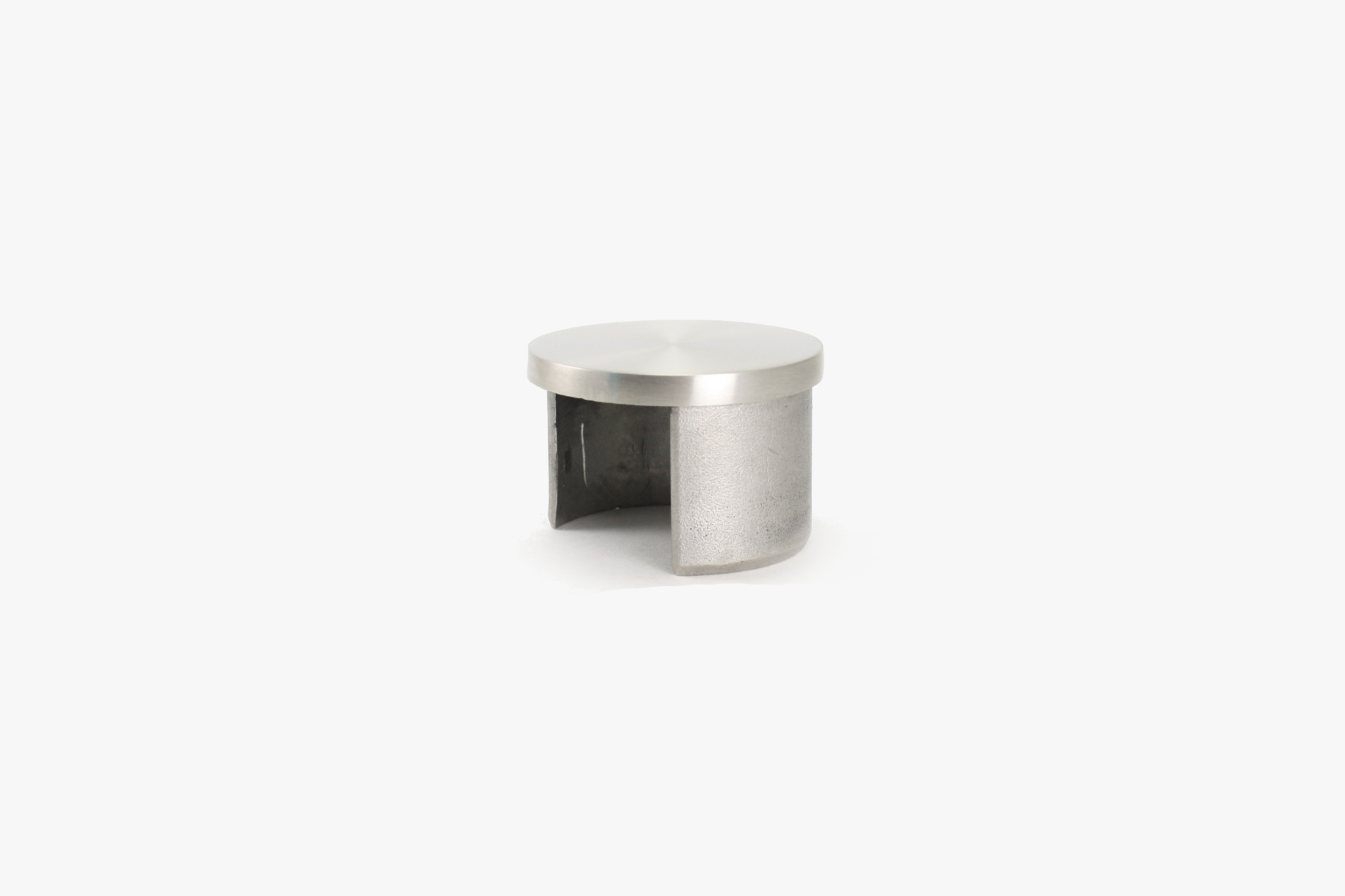 Flat end cap for round slot tube - Brushed stainless steel