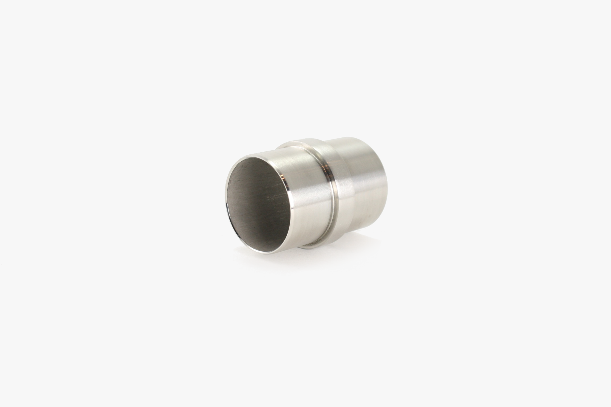In-line connector for round tube - Brushed stainless steel