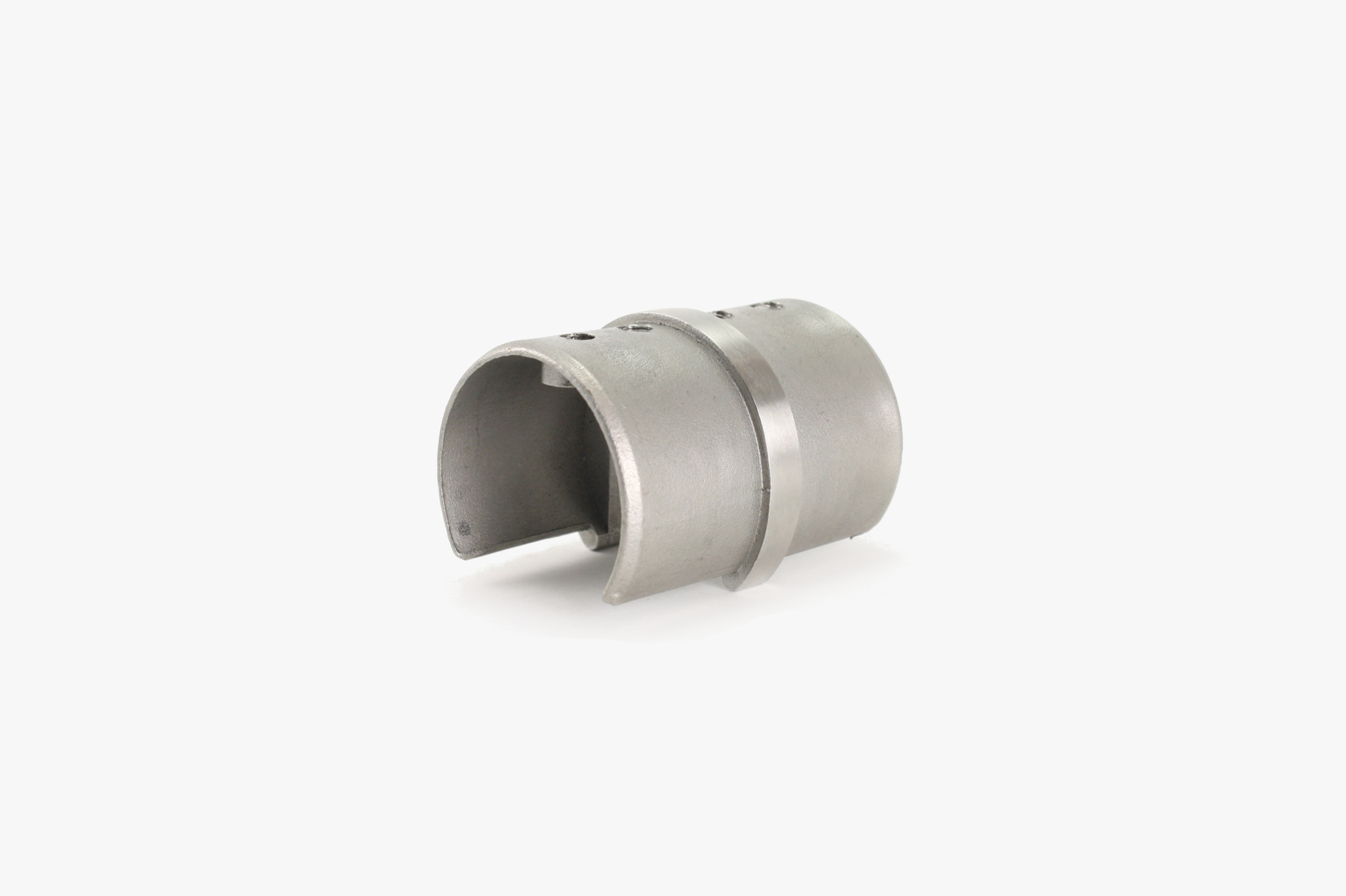 In-line connector for round slot tube - Brushed stainless steel
