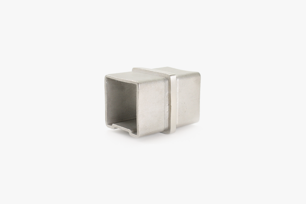 In-line connector for square tube - Brushed stainless steel
