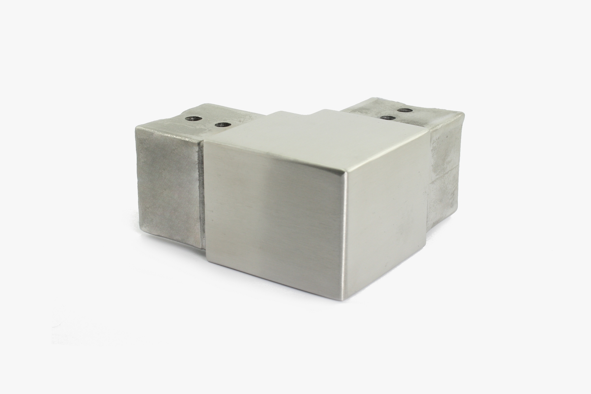 90 degree horizontal elbow for square slot tube - Brushed Stainless Steel