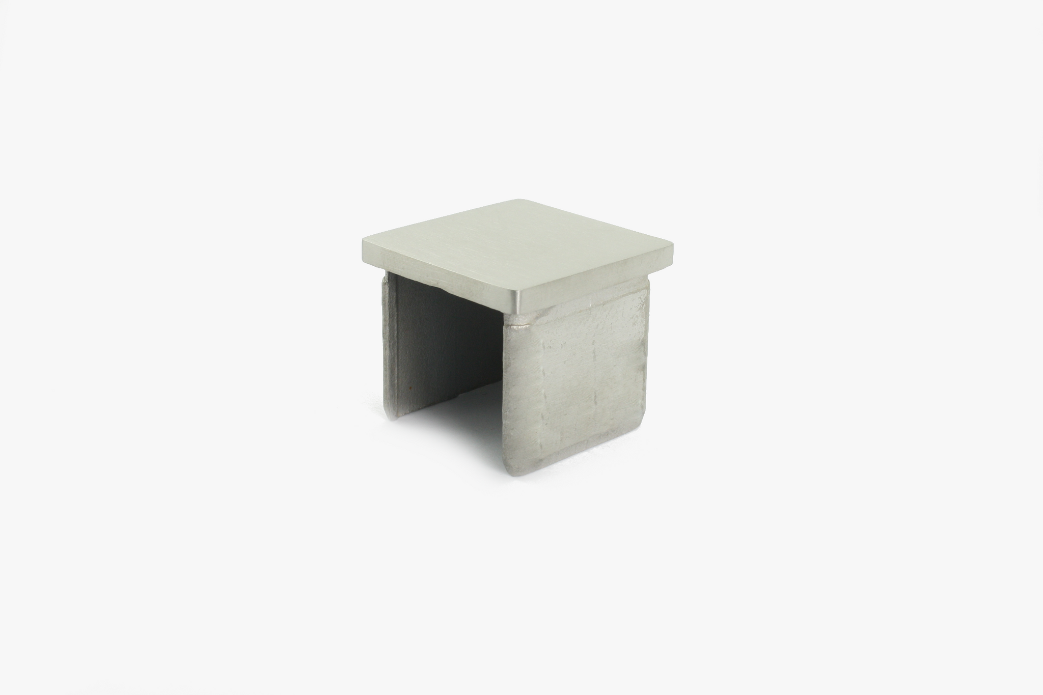 Flat end cap for square slot tube - Brushed stainless steel