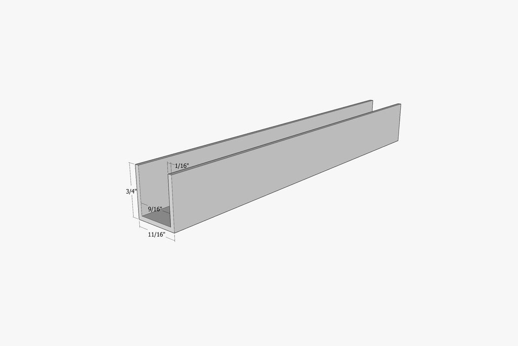 11/16" x 3/4" Aluminum u-channel