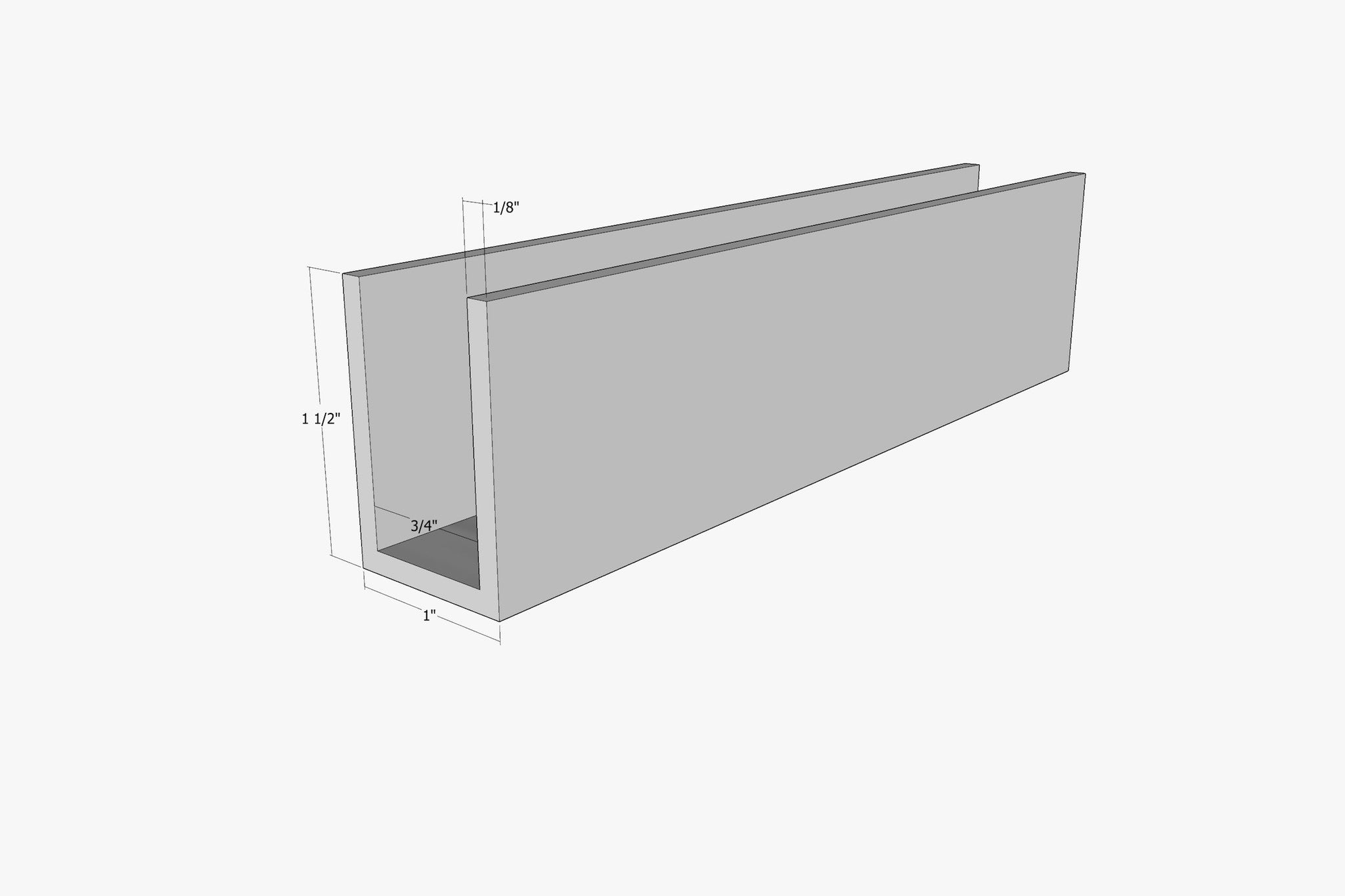 1" x 1-1/2" Aluminum u-channel